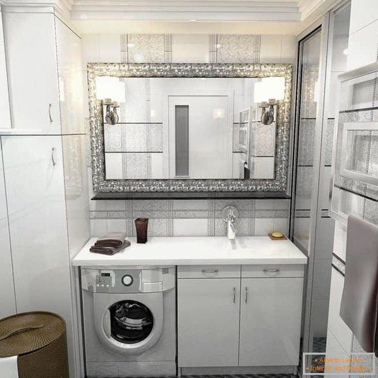 Bañeraя комната совмещенная с туалетом и стиральная машина под раковиной