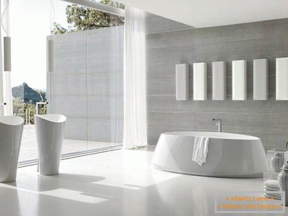 Baño blanco en estilo high-tech