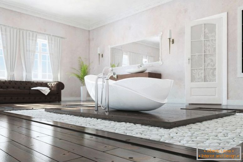 elegante-moderno-baño-con-interior-diseño-con-vela-en-jardín-interesante-blanco-bañera-hardwood-floor-wall-decor interior-guijarros-arquitectura interior-diseño interior-design-colleges-softw