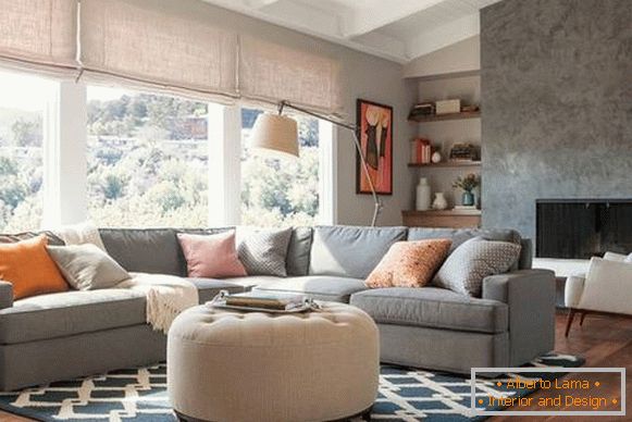 ¿Cuál es la combinación de gris en el interior de la sala de estar? Una selección de fotos