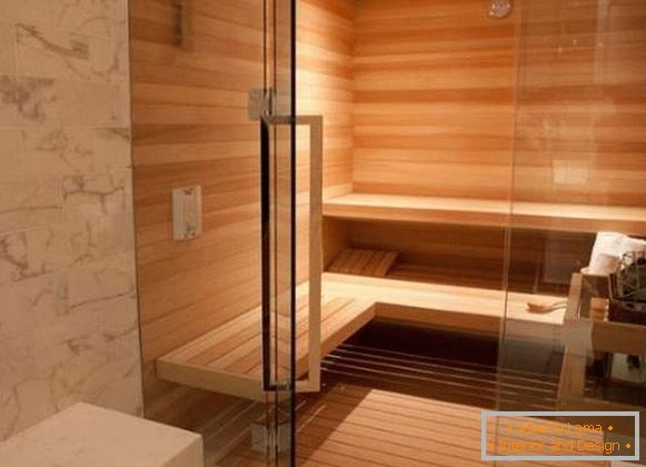Herrajes cromados para puertas de vidrio en la sauna - manijas de las puertas