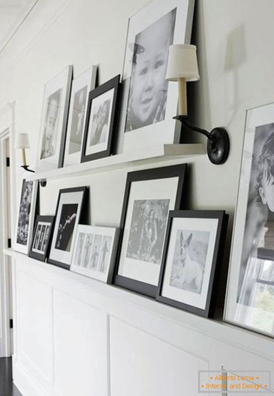 Fotos en blanco y negro en el diseño del pasillo