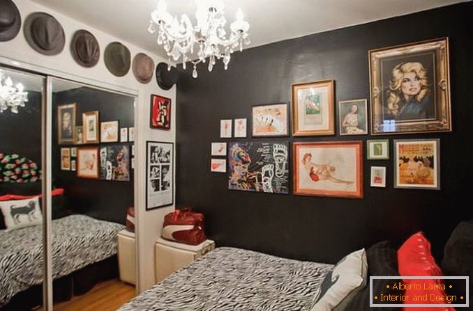 Dormitorio blanco y negro en estilo ecléctico