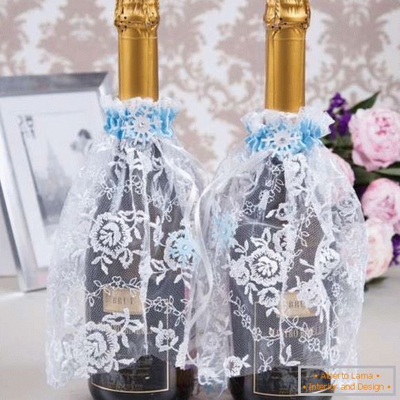 Cómo decorar una botella de champán de boda: ideas con tus propias manos