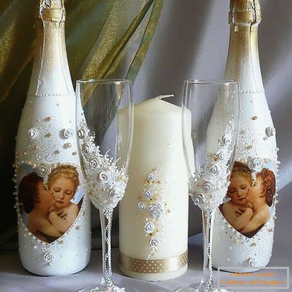 Decoupage de botellas con sus propias manos el 8 de marzo o una boda
