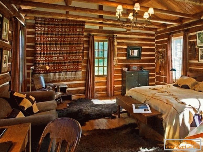 Dormitorio en una casa de campo en el estilo de un país