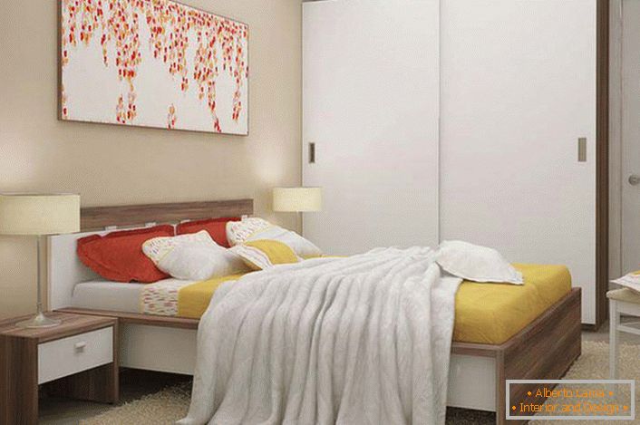 Los muebles modulares lacónicos y funcionales son la elección correcta para un dormitorio pequeño.