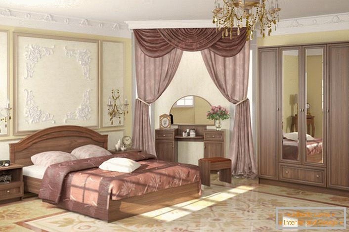 Elegante mobiliario modular en un estilo clásico para un dormitorio noble y lujoso.