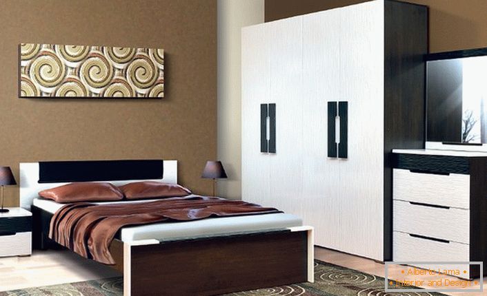 Los muebles modulares se ven perfectos en el dormitorio de Wenge. 