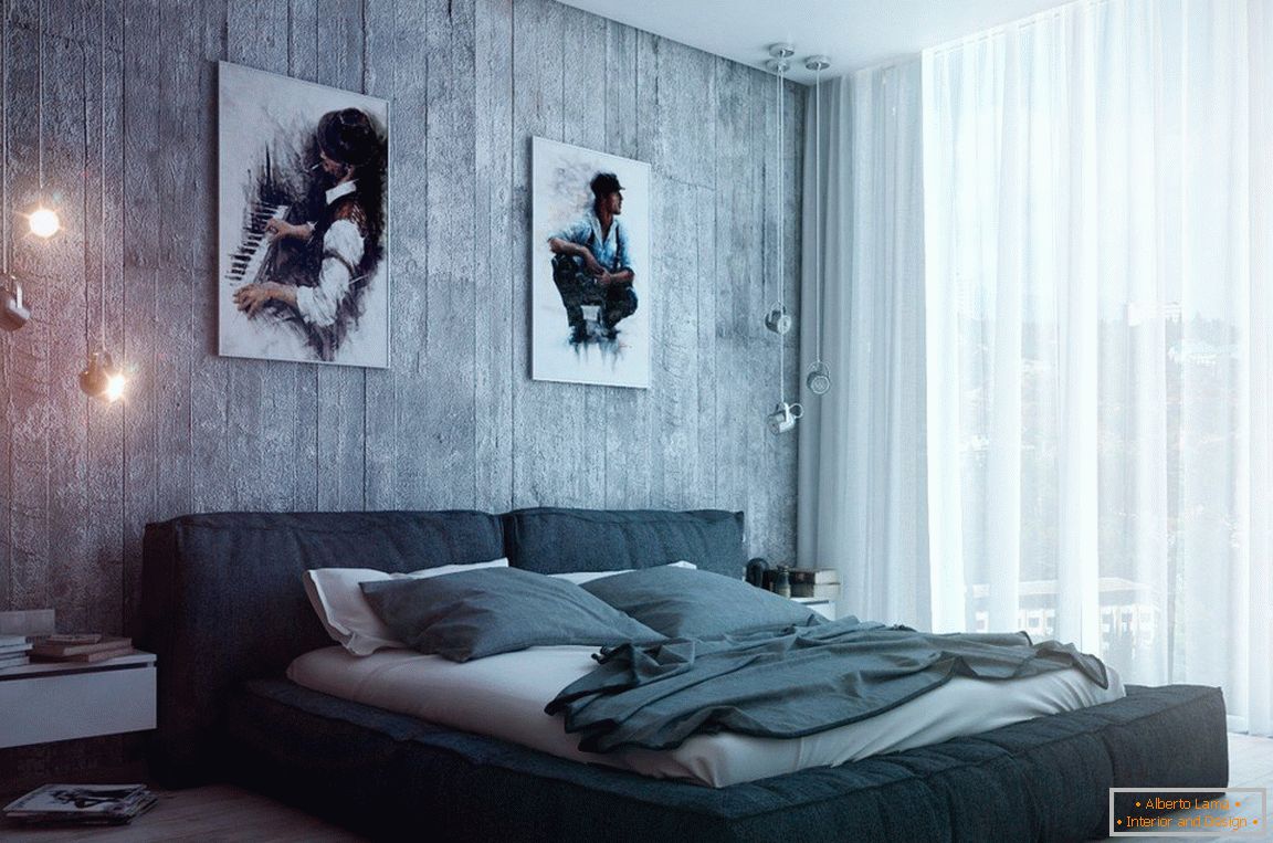 Fotos en el dormitorio en el estilo loft