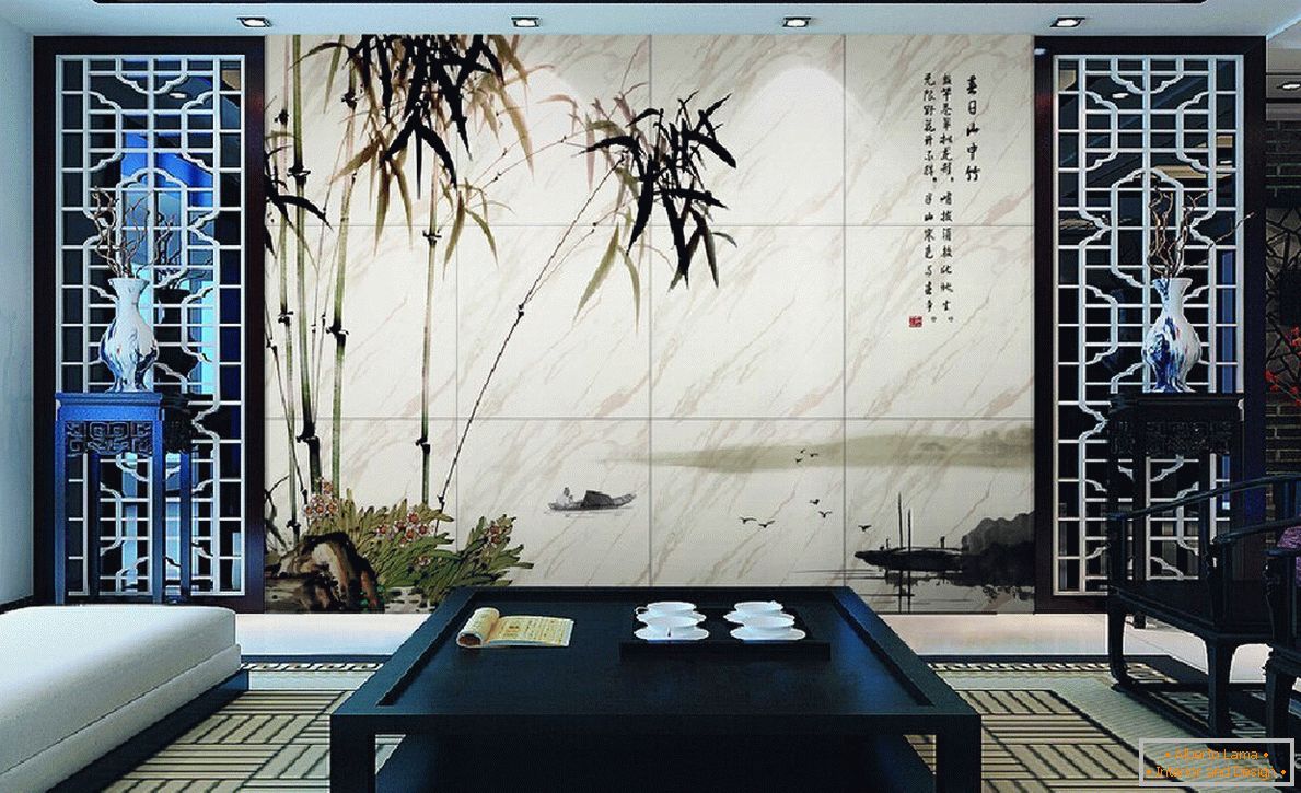 Elegante decoración de la pared con una imagen de bambú