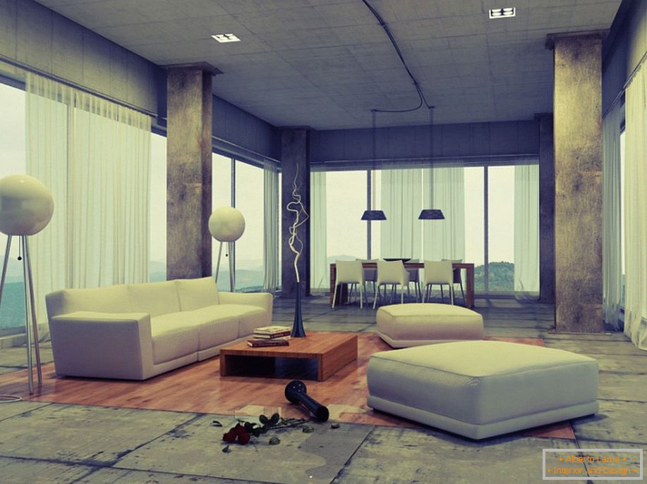 Ejemplo de diseño interior de una pequeña sala de estar en la foto