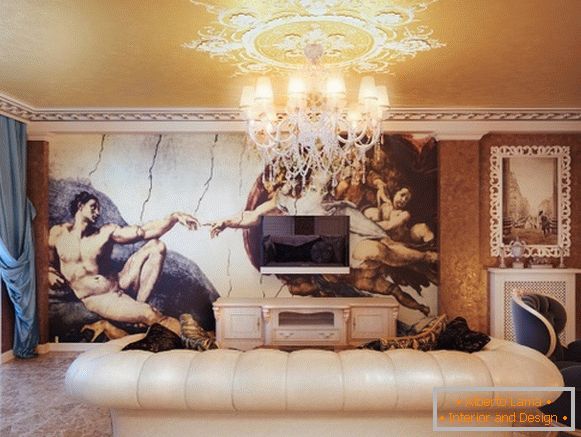 sala de estar pintada con elegancia en la pared