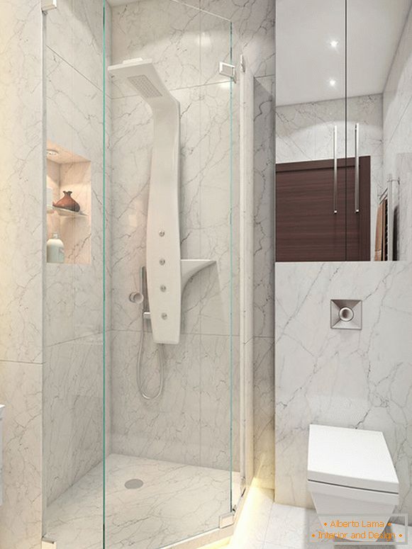 La idea de un baño pequeño es una cabina de ducha no estándar