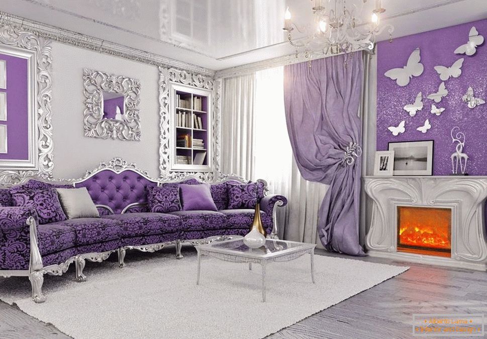 Sala de estar en color lila