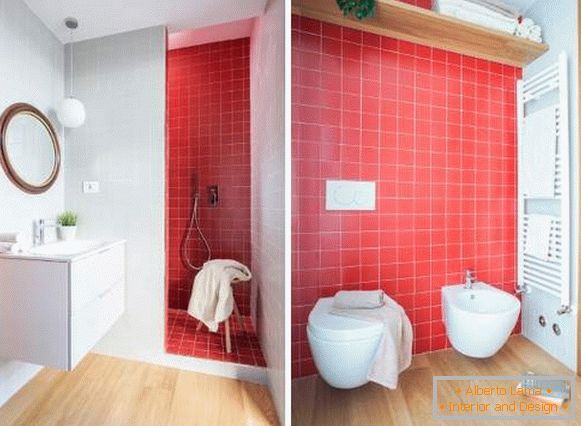 Qué bonito hacer un baño - foto de un azulejo rojo