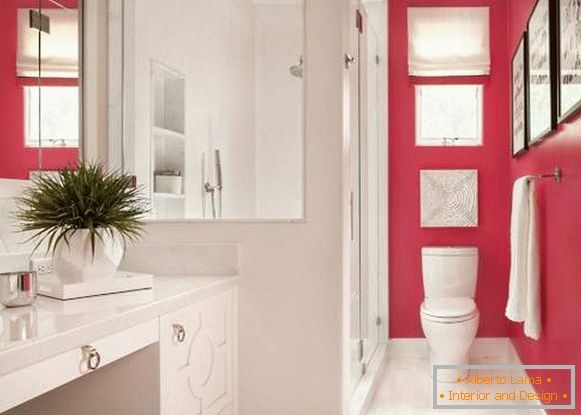 Hermoso baño pequeño - foto en color blanco y rosa