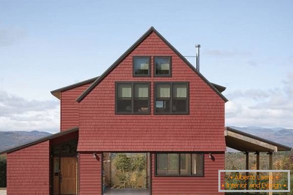 Combinación de moda de colores de techo y fachada 2016: rojo y negro