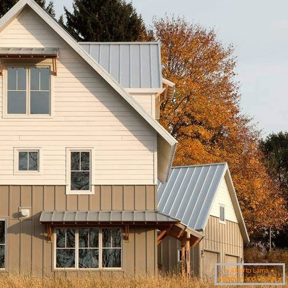 De qué color pintar la fachada de una casa privada - foto de una casa de dos pisos