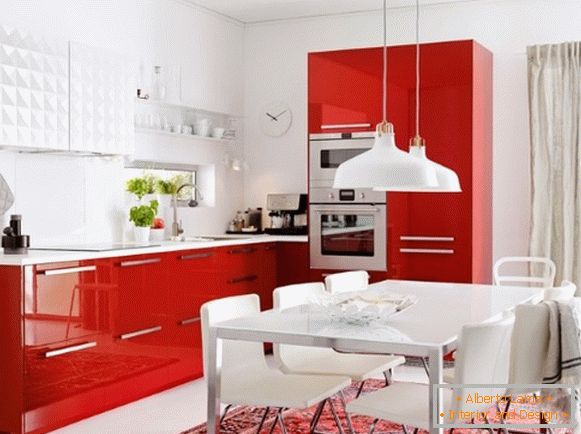 Diseño de una foto de cocina blanca roja 13