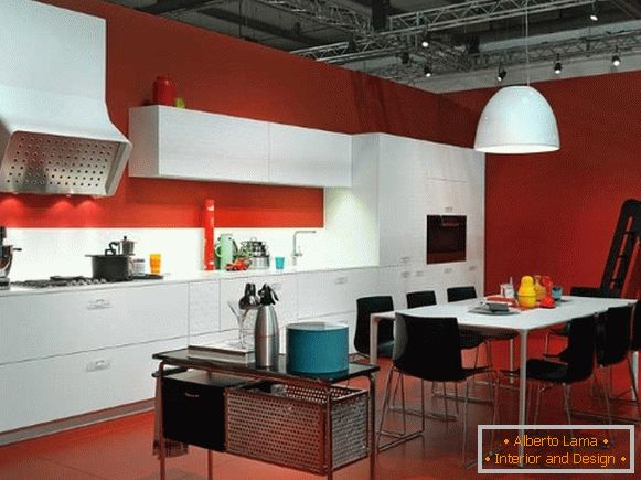 Diseño de una foto de cocina blanca roja 23