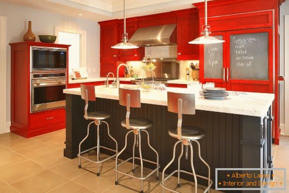 Interior de cocina en rojo foto 25