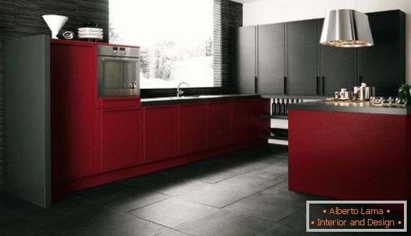 Foto de cocina negra roja 29
