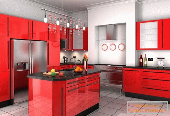 Foto de diseño de cocina negra roja 32