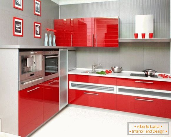 Foto de cocina gris rojo 39