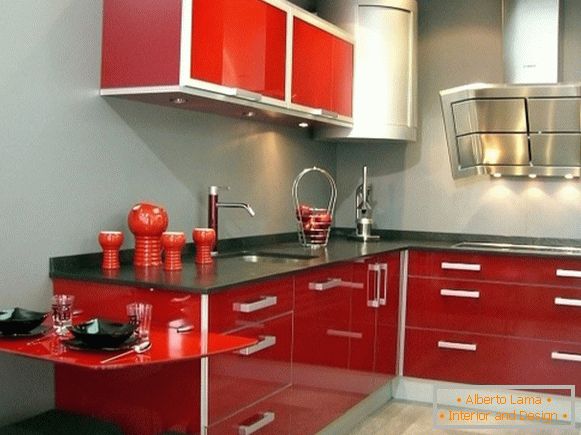 Foto de cocina gris rojo 40
