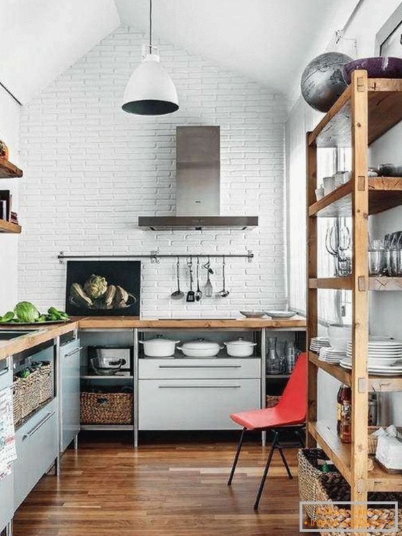 Pequeña cocina en estilo loft - foto interior
