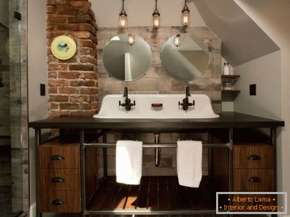 Lámparas Edison en el interior - fotos del baño