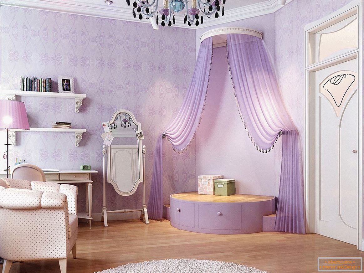 Textiles lila en el interior