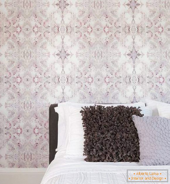 Papel tapiz rosa creativo en la foto del dormitorio 2015