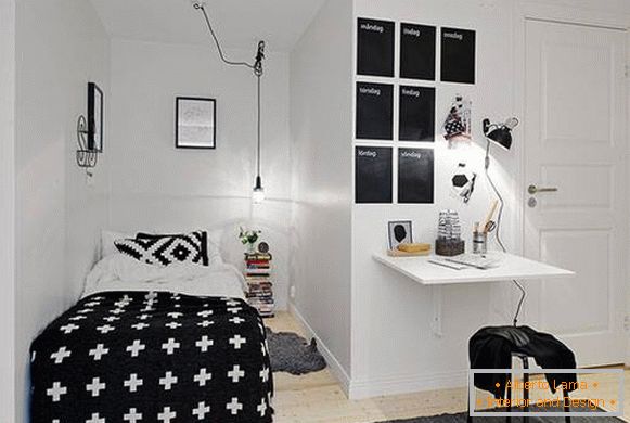 Dormitorio blanco y negro