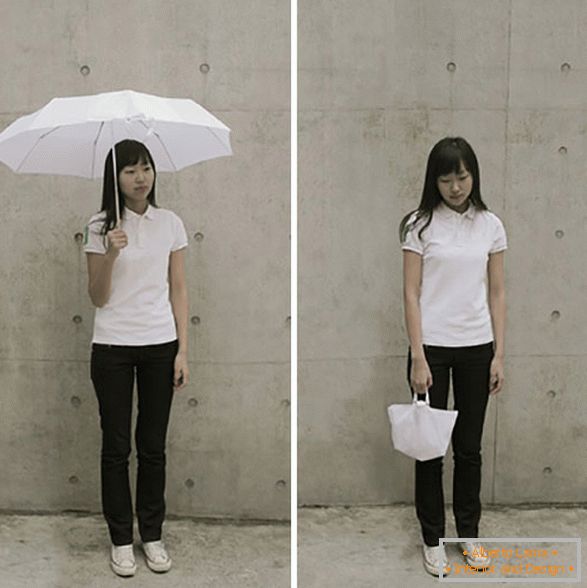 Paraguas que se convierte en una bolsa