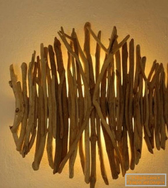 lámpara de pared de madera con sus propias manos, foto 12