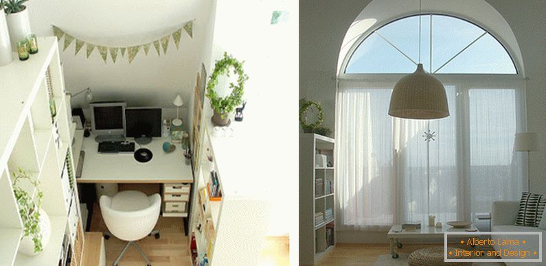 Gabinete y sala de estar en color blanco