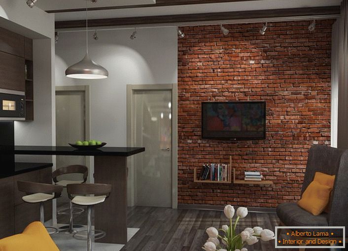 El estilo del living loft siempre es similar a un pequeño y acogedor bar.