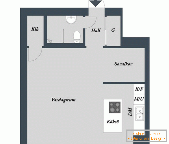 Plan de un pequeño apartamento de lujo