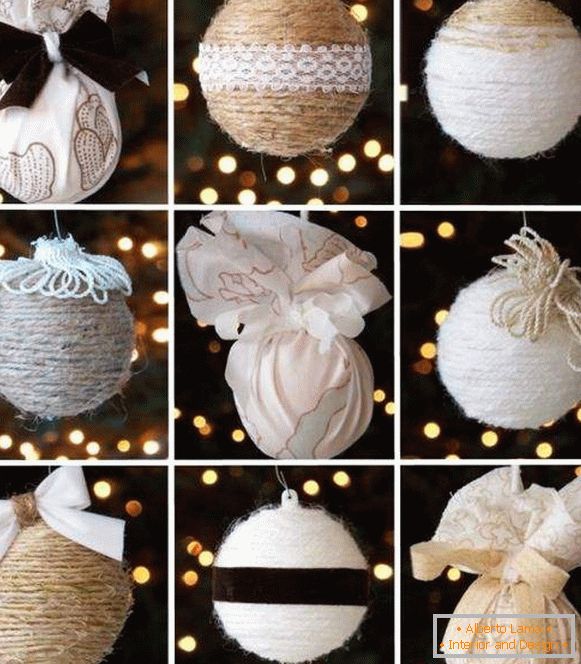 Bolas de Navidad de hilo con sus propias manos - fotos de ideas