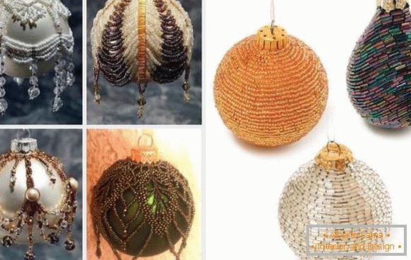 Cómo decorar con una cuenta una bola de año nuevo en un árbol de pieles con sus propias manos