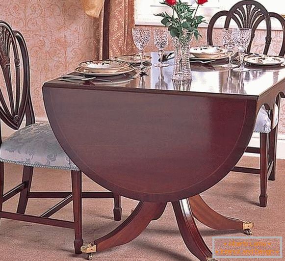 Mesa de comedor deslizante ovalada en estilo clásico