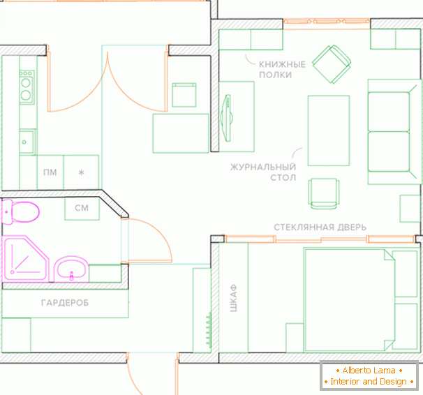 El diseño de un apartamento de dos habitaciones