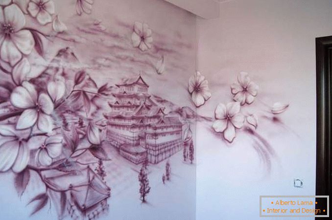 Cómo decorar una pared con mano pintada - ideas con una foto