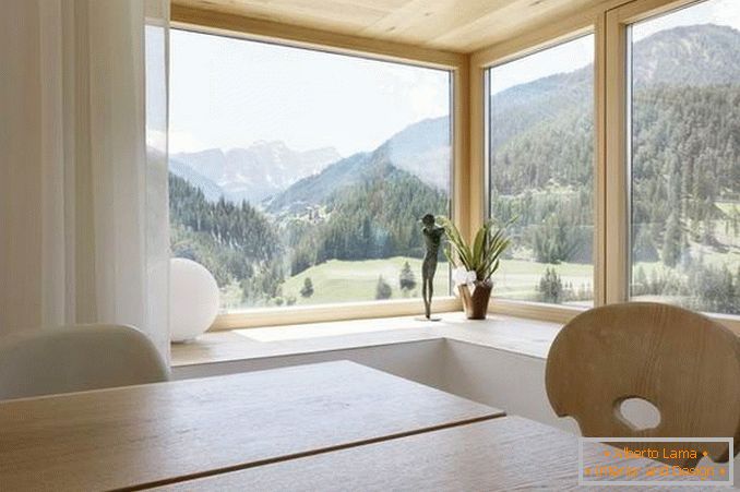 Diseño de sala de estar con dos ventanas de esquina