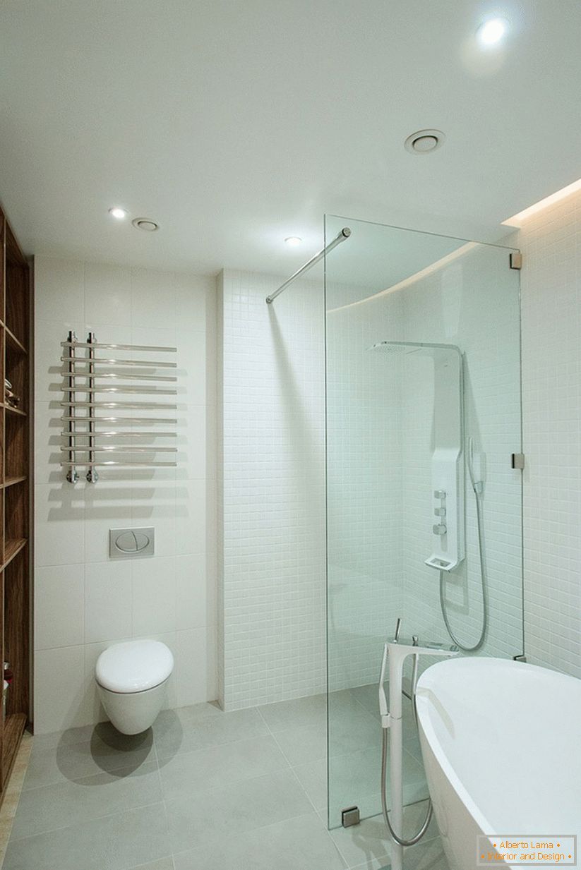 Interior del baño en un espacioso apartamento de una habitación