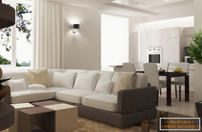 Interior lacónico en el estilo del minimalismo: la elección correcta para un apartamento pequeño.
