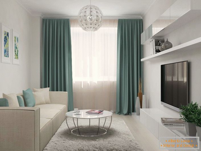 Interior femenino de la sala de estar en el estilo del minimalismo escandinavo.