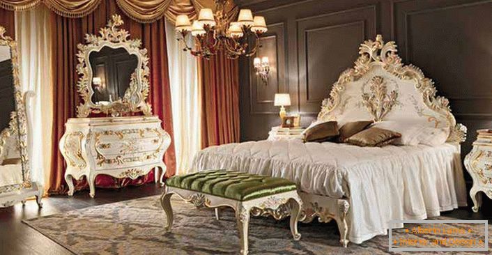 Un dormitorio en la casa grande de una familia adinerada francesa. 